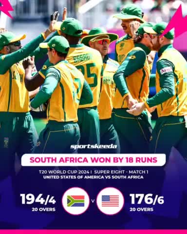 An all-round performance by South Africa to begin their Super 8 on a winning note. 🇿🇦
#SouthAfrica #USAvSA #T20