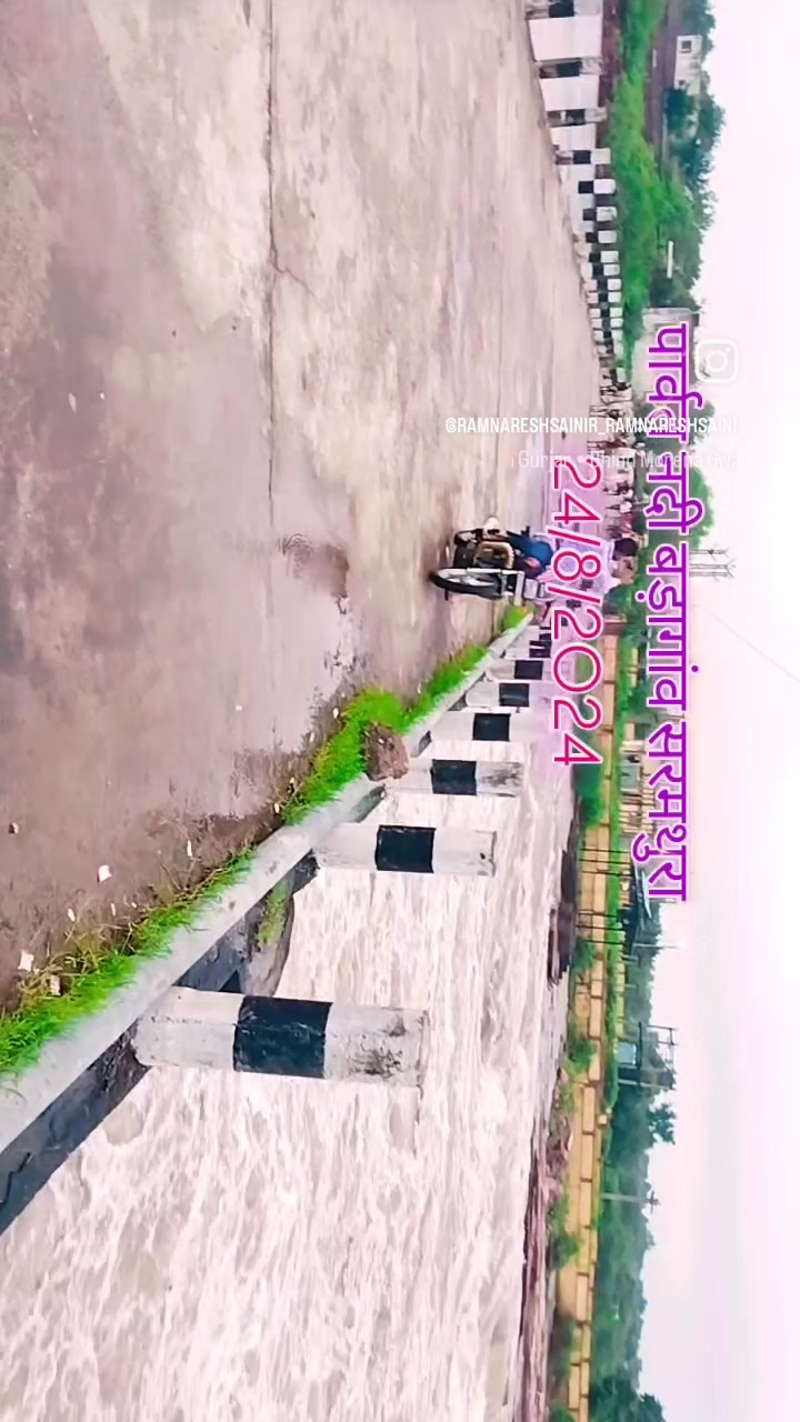 पार्वती नदी बड़ागांव सरमथुरा उफान पर चल रही है