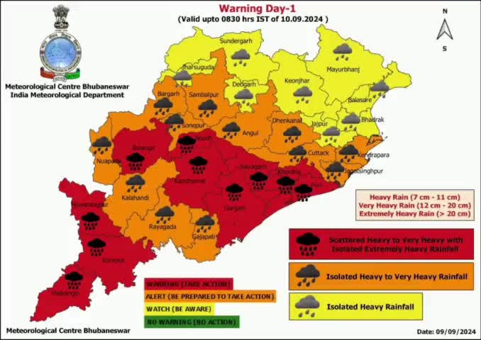 ଡୁଙ୍ଗୁରିପାଲି: ଆସନ୍ତାକାଲି ଜିଲ୍ଲାରେ ପ୍ରବଳରୁ ଅତି ପ୍ରବଳ ବର୍ଷା ସମ୍ଭାବନା ନେଇ ଅରେଞ୍ଜ ୱାର୍ଣ୍ଣିଂ ଜାରି