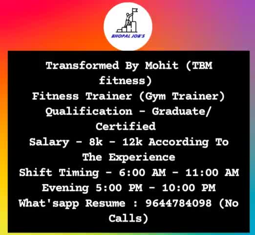 इस वेकेंसी को अपने जरूरतमंद लोगों के साथ शेयर करे। ❤️

#Bhopal #Bhopaljobs #Vacancy #Jobs #indore #indorejob #mpjobs