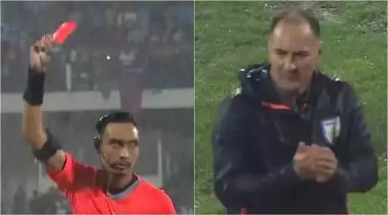 भारतीय फुटबॉल टीम के मुख्य कोच आइगोर स्टाइमक ने पाकिस्तान के खिलाफ मैच में रेड कार्ड मिलने पर दी प्रतिक्रिया #फुटबॉल
