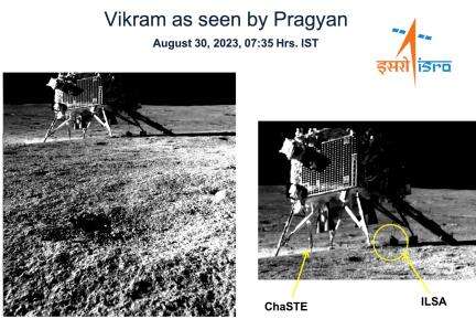 प्रज्ञान रोवर द्वारा खींची गई विक्रम लैंडर की पहली तस्वीर की गई जारी #चंद्रयान