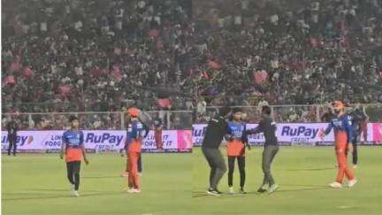 मैदान में घुसे युवक को ले जा रहे सुरक्षाकर्मियों से 'आराम से' बोलते कोहली का वीडियो हुआ वायरल #विराट_कोहली