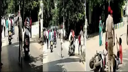 जमुई में हेलमेट नहीं पहनने पर पुलिसकर्मियों ने चलती स्कूटी से चालक को दिया धक्का, वीडियो आया सामने #बिहार_पुलिस