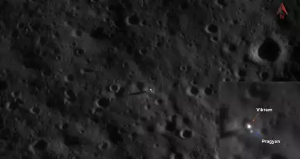 चंद्रमा पर सुषुप्तावस्था में दिखाई दिए विक्रम लैंडर और प्रज्ञान रोवर; तस्वीर की गई जारी #चंद्रयान